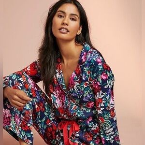 Anthropologie Blue Red Graphic Button Down Shirt